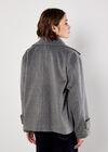 Tailored Short Peacoat Jacket, Dark Grey - Charcoal, large