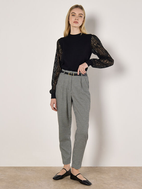 Lace Sleeve Jumper, Black, large