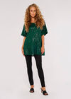 Sequin-Embellished Oversized T-Shirt, Green, large
