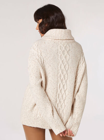 Chunky Cable Knit Zip Neck Jumper