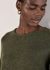 Waffle Knit Batwing Jumper, Green, large