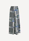 Folk Patchwork Wide Leg Trousers, Blue, large