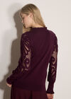 Lace Mesh Jumper, Burgundy, large