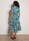 Geo Grecian Shirt Midi Dress, Teal, large