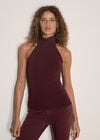 Roll Neck Knitted Tank Top, Plum, large