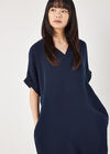 Textured Cotton Oversized T-Shirt Dress, Navy, large