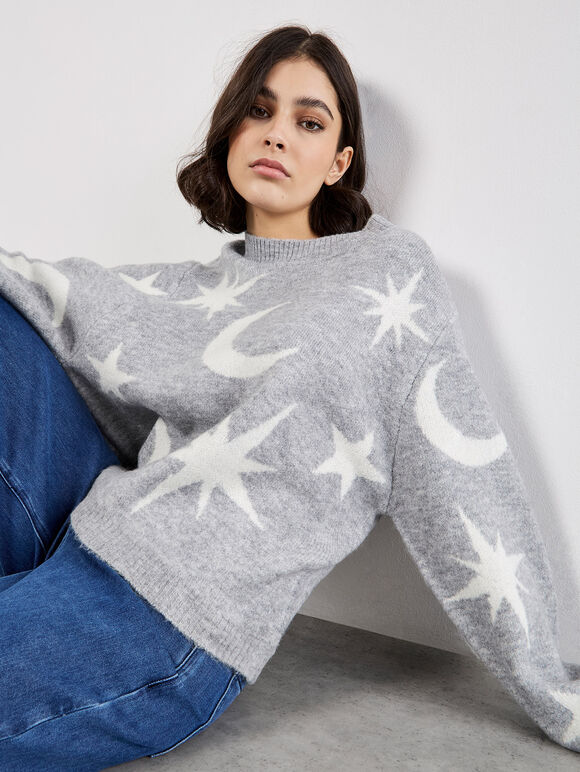 Constellation Soft Knit Jumper, Grey, large