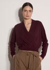 Soft Fine Knit Wrap Jumper, Burgundy, large