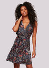 Indian Floral And Dots Print Dress, Navy, large