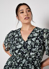 Watercolour Rose Tiered Mini Dress, Navy, large