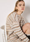 Tonal Stripe Jumper Mini Dress, Stone, large