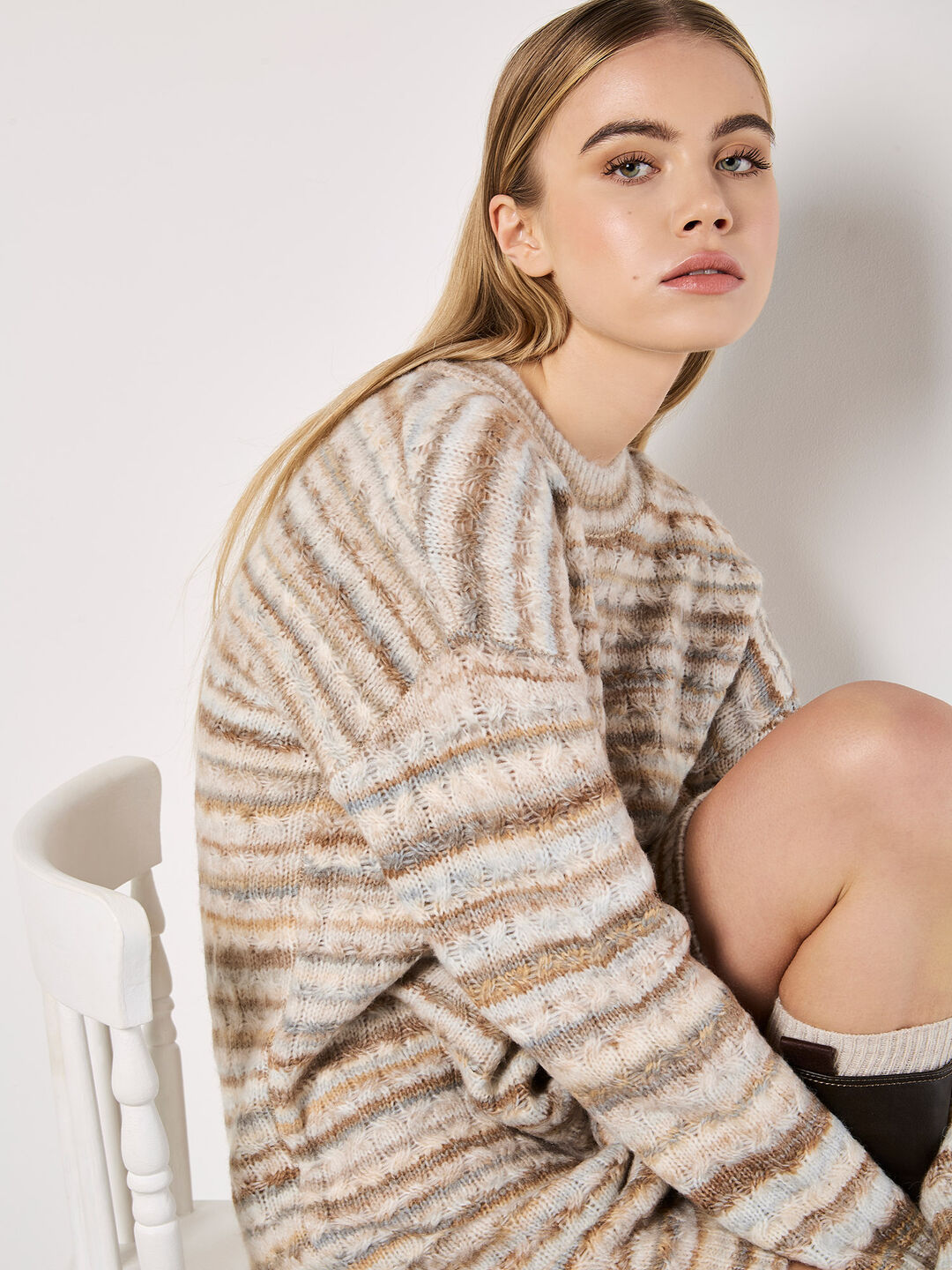 Image of Tonal Stripe Jumper Mini Dress