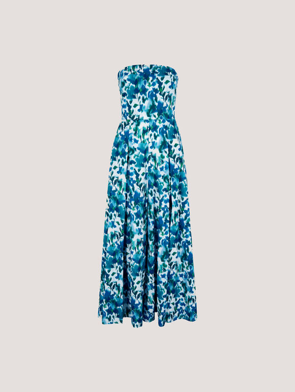 Floral Ikat Palazzo Jumpsuit, Blue, large