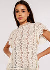 Embroidered High Neck Top, Stone, large