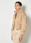 Pleat Detail Bomber Jacket, Stone, large