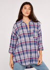 Oversized Check Shirt, Blue, large