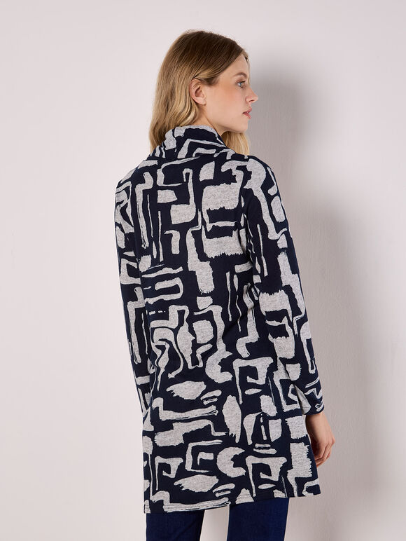 Abstract Geo Wrap Top, Grey, large