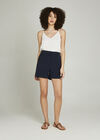 Structured A-Line Shorts, Navy, large