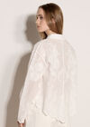 Embroidered Floral Cotton Shirt, White, large