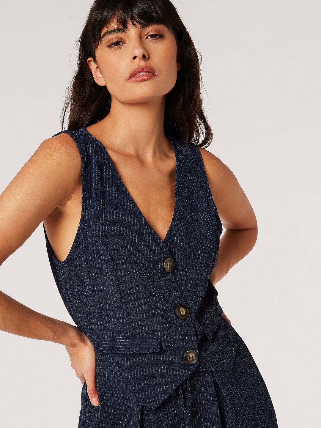 Image of Textured Pinstripe Waistcoat