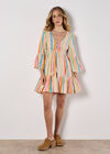 Colourful Pattern Woven Mini Dress, Assorted, large