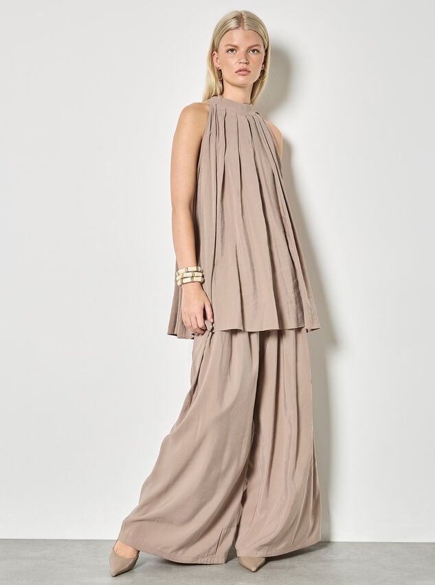 Soft Pleat Tunic Top, Stone, large