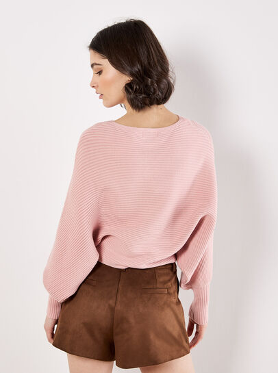 Batwing Ribbed Knit Crop Jumper