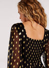 Gold Foil Chiffon Midi Dress, Black, large