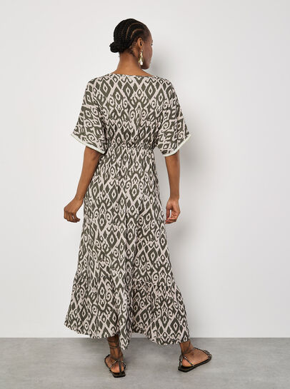 Ikat Swirl Shimmer Maxi Dress
