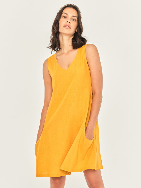 Basic Pocket Dress, Mustard, large