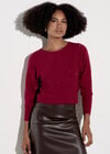 Diamante Ribbed Batwing Jumper, Burgundy, large
