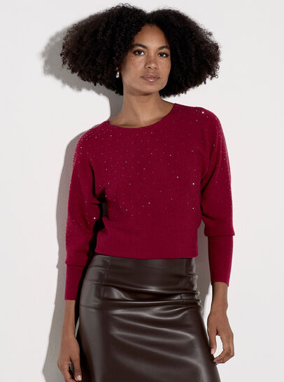 Diamante Ribbed Batwing Jumper