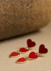 Gold Tone Heart Drop Earrings, Red, large