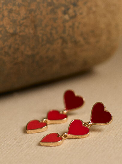 Gold Tone Heart Drop Earrings