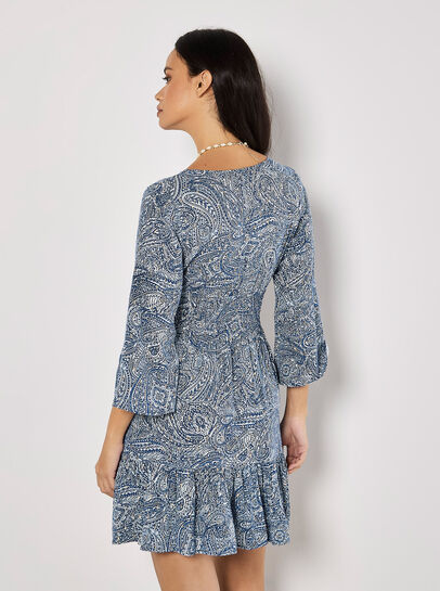 Metallic Dobby Paisley Mini Dress
