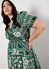 Scarf Print Smocked Maxi Dress, Green, large