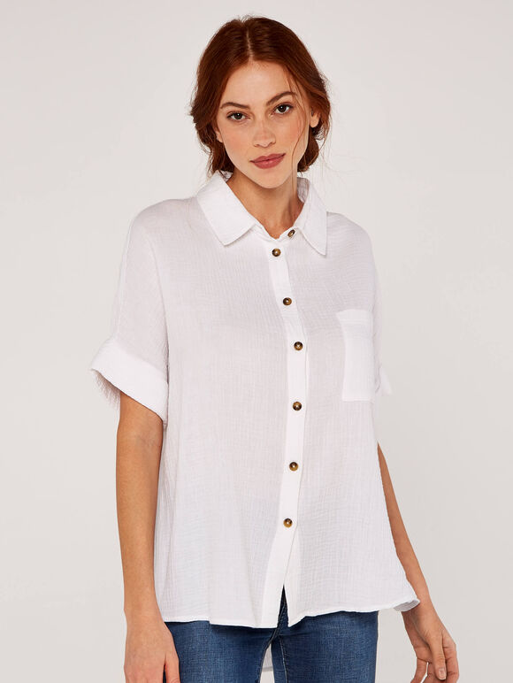 Oversized Cotton Shirt | Apricot UK