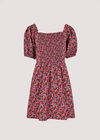 Balloon Sleeve Mini Dress, Fuchsia, large