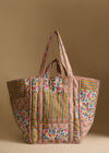 Printed Patchwork Cotton Tote Bag, Assorted, large