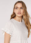 Peplum Hem Pointelle Top, Cream, large