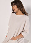 Ribbed Knit Cocoon Mini Dress, Stone, large