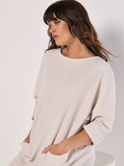 Ribbed Knit Cocoon Mini Dress