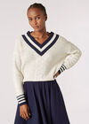 Multi Fleck Chunky Knit Cricket Jumper, Stone, large