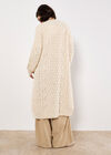 Chunky Cable Knit Longline Cardigan, Cream, large