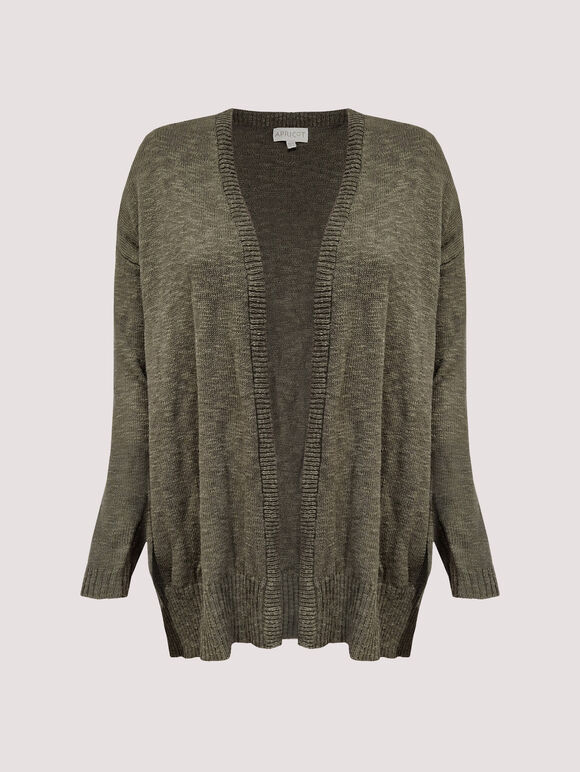 Textured Slub Cardigan, Khaki, large