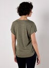 Textured Jersey Side Ruched T-Shirt, Khaki, large