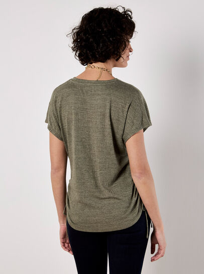 Textured Jersey Side Ruched T-Shirt