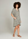 Khaki Dotted Tribal Print High Low Dress, Khaki, large