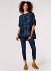 Cheetah Print Tiered Top, Navy, large