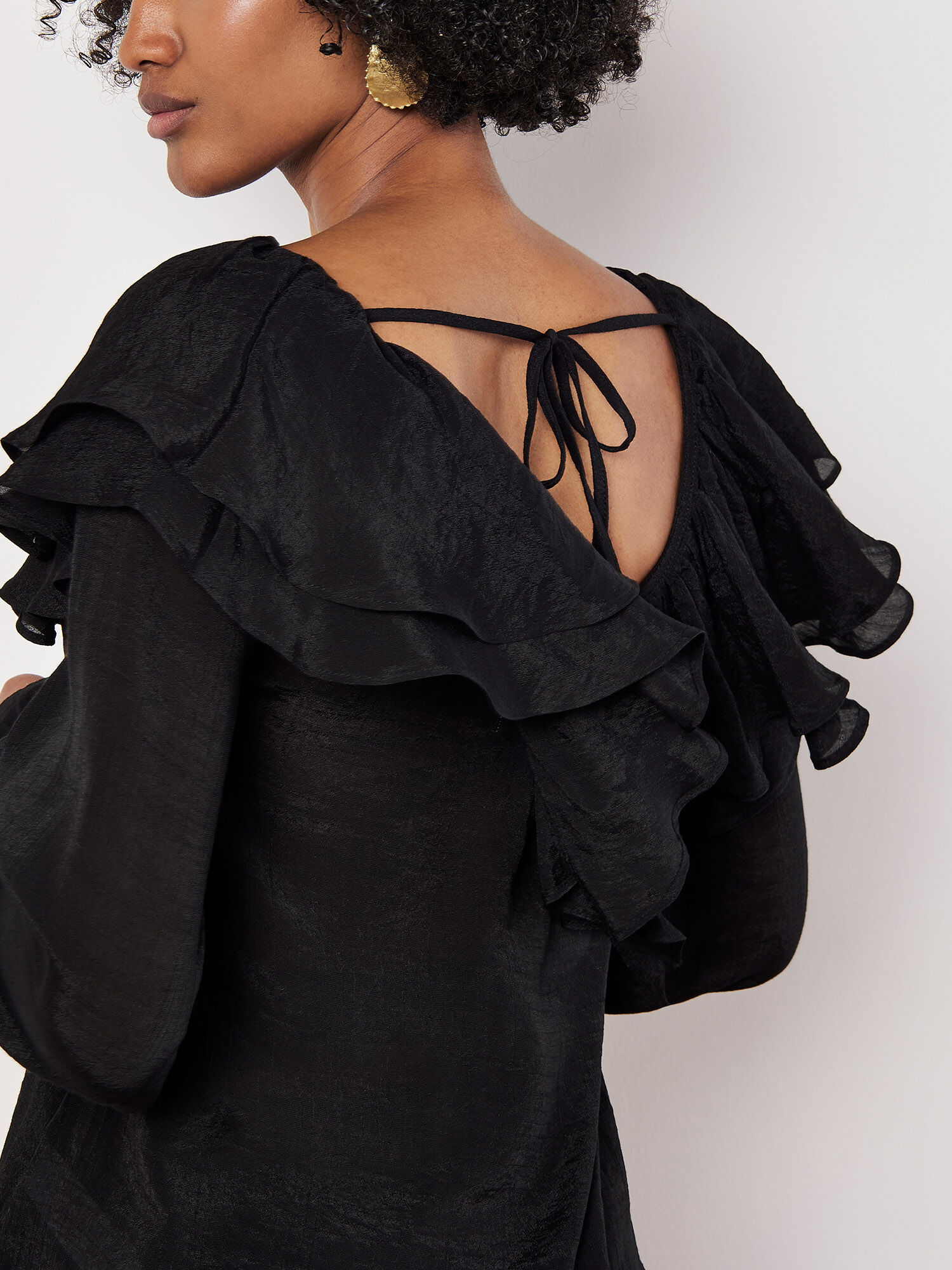 Ruffle Collar Blouse Apricot Clothing